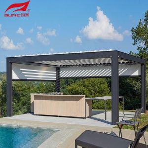 Smart Remote Control Aluminum Pergola With Waterproof Windproof Motorized
