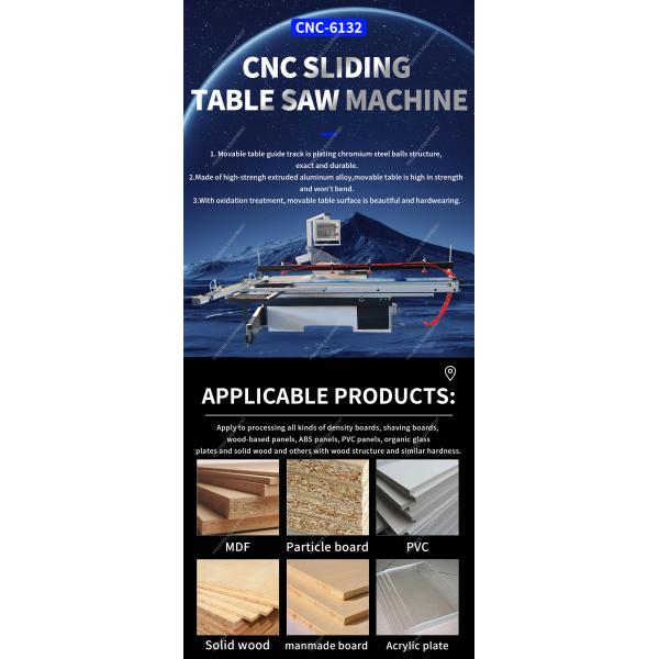 8000r/min Scoring Speed CNC-6132 Double Blade Sliding Table Saw for Construction Works