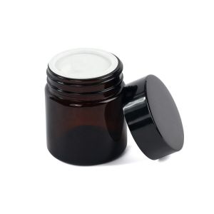 Amber 15ml 50ml Glass Cosmetic Cream Jar With Screw Cap