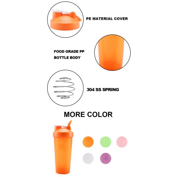 Wholesale Classic Loop Top Shaker Sports Water Bottle, Recycled Plastic BPA Free Gym Protein Shaker Bottle With Ball