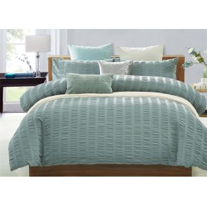 Orange Blue White Ruffle Duvet Cover Queen 4 Pcs Comfortable Machine Wash