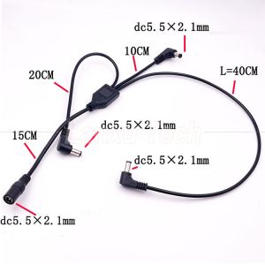 1 Female to 3 Angle Male Ways DC Splitter Power Extension Cable for CCTV