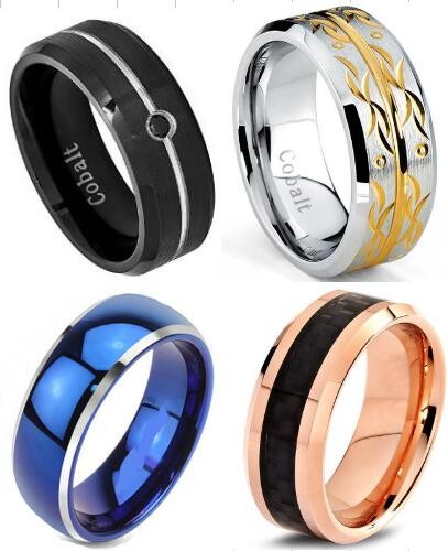 Tagor Jewelry Made Customize Plating Shiny Brushed Wedding Engagement Cobalt