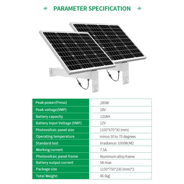 2022 EU Warehouse New Promotion Monocrystalline Cell 280W 120Ah 12V Fixed Solar Panel