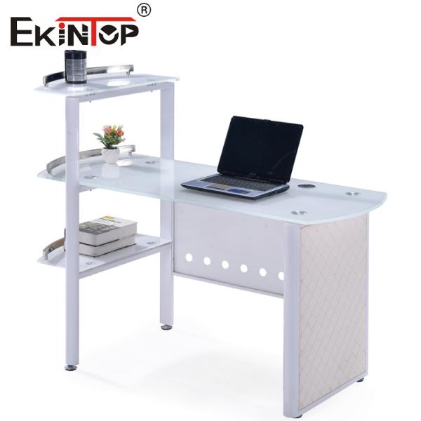 Buy Blue White Glass Office Table With 8mm Desktop Customized at wholesale prices