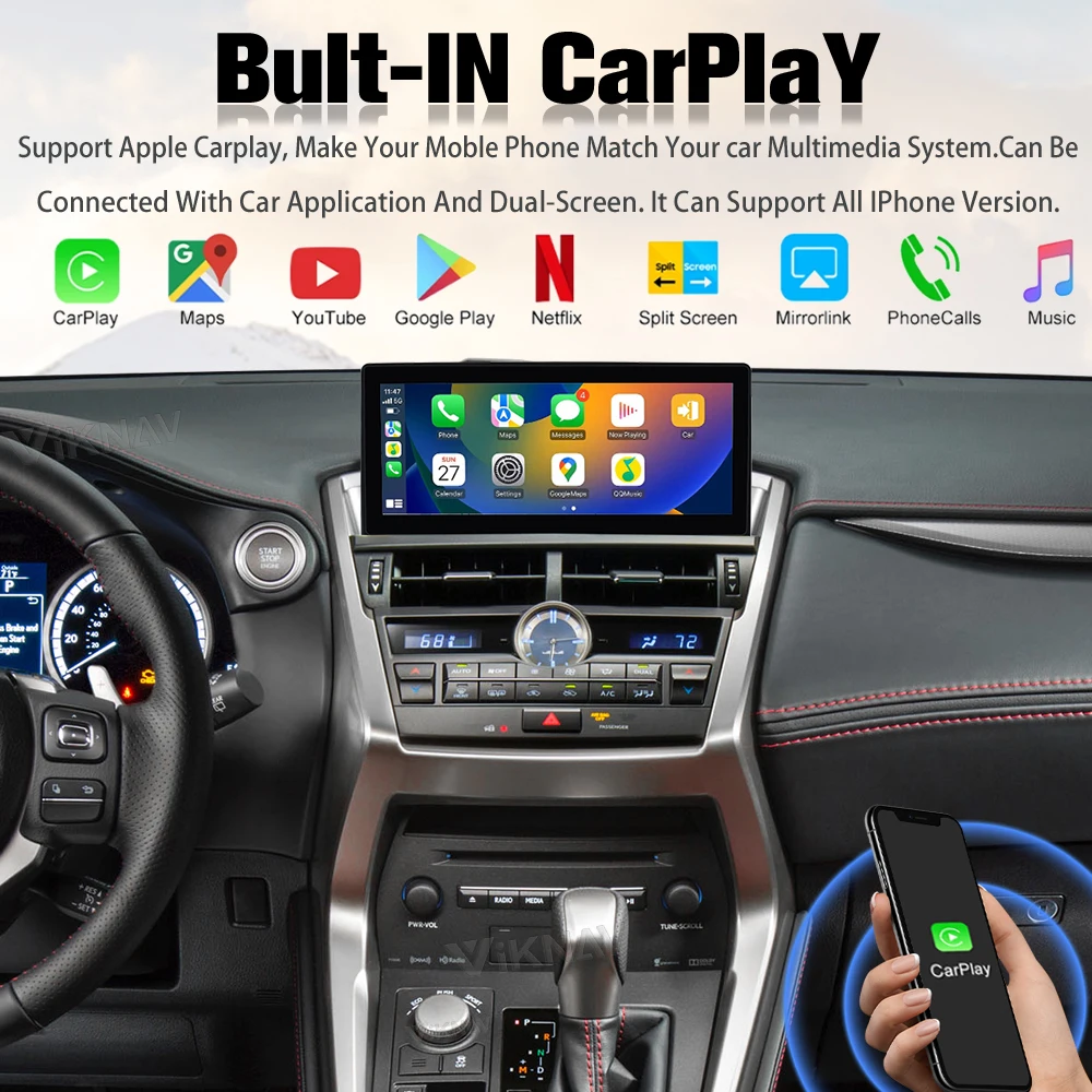 Viknav Car Radio For LEXUS NX (2018-2020)12.3 inch Touch Screen Wireless Carplay GPS Navigation LCD Display Screen