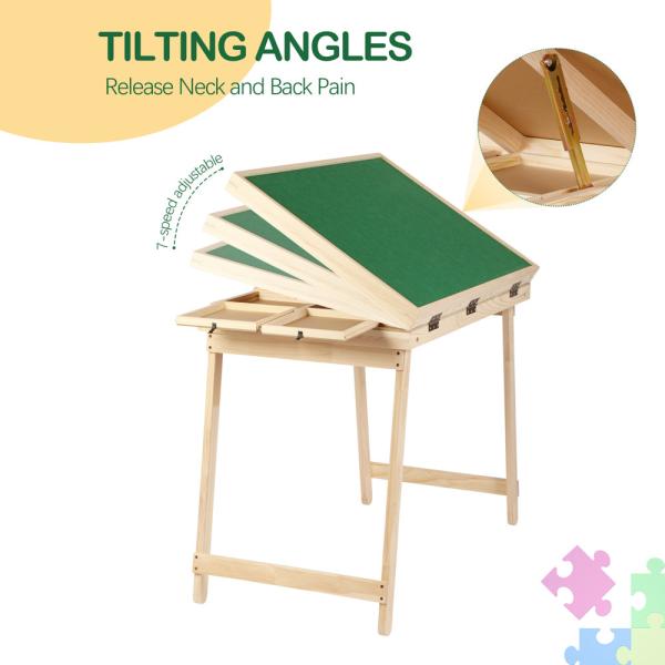 Puzzle Board Cover Wooden Folding Drawers Jigsaw Puzzle Table with Legs 1500pcs AJUNION