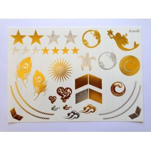 Metallic temporary tattoo, jewelry Gold and silver foil tattoo,