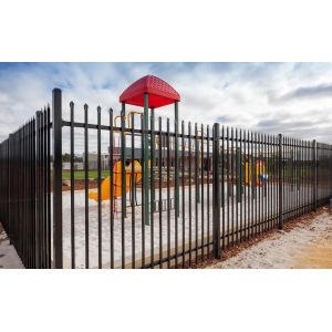 Powder coated tubular steel fence