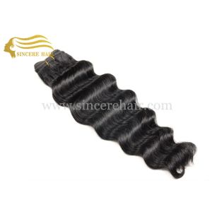 China Fashion Hair, 22 Black Deep Wave 100% Human Hair Extension Machine Weft  for sale on sale