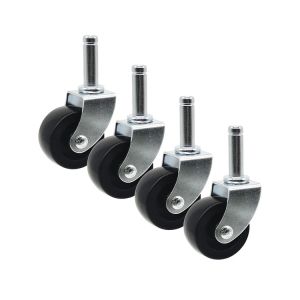 Black Wheel Plug In Stem Plastic Shopping Food Cart Casters 2 Inch