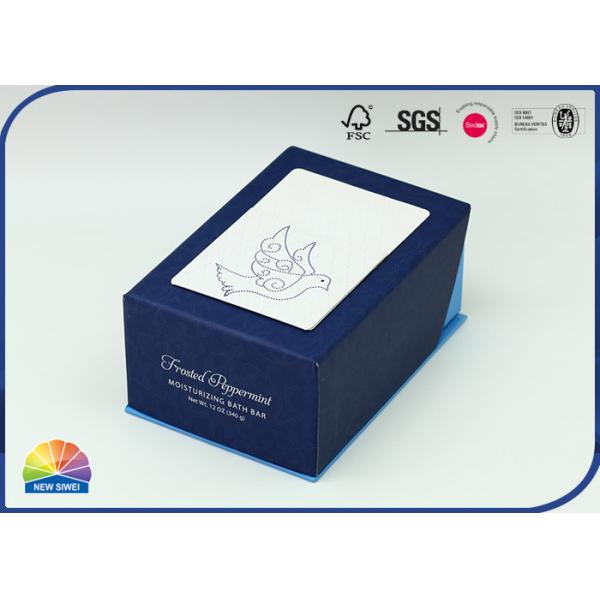 Buy Custom Printed Blue Foil Hot Stamping Hinged Lid Cardboard Box at wholesale prices
