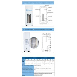 200L Capacity Air Source Heat Pump Tank With 316L Stainless Steel Inner Coil