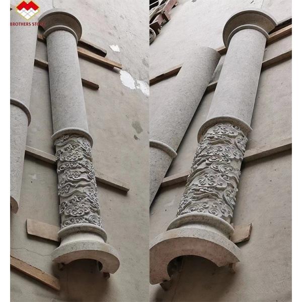American Style Granite Marble Covering Pillar Carving Hollow Round Column at