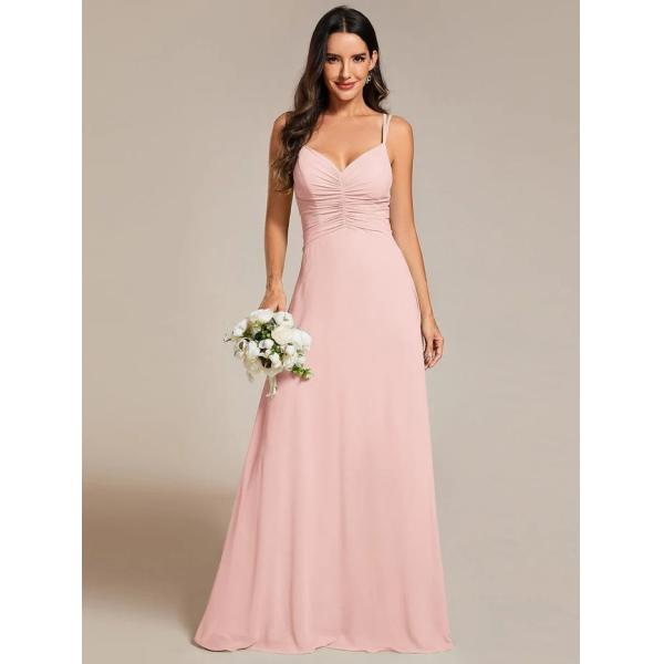 Sexy Empire A-line Adjustable Straps V-neck Pleated Burgundy Chiffon Prom Dress