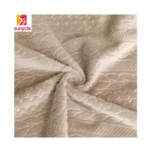 Embossed Flannel Fleece Fabric Single Side 100% Polyester