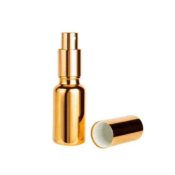 Empty Electroplating Gold Glass Beautiful Perfume Bottles With Sprayer Pump