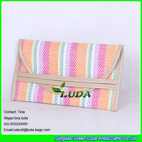 Buy LUDA colorful clutch beach handbag 2016 summer lady paper straw clutch wallets at wholesale prices