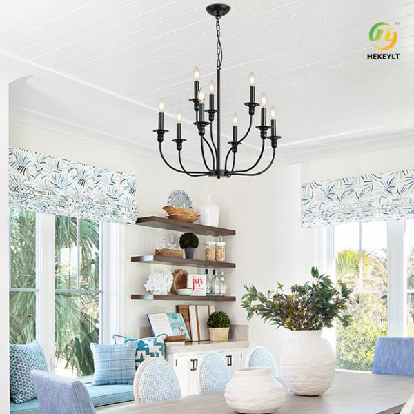8 heads e26/e27 Suspended Light Black iron Nordic Pendant Light