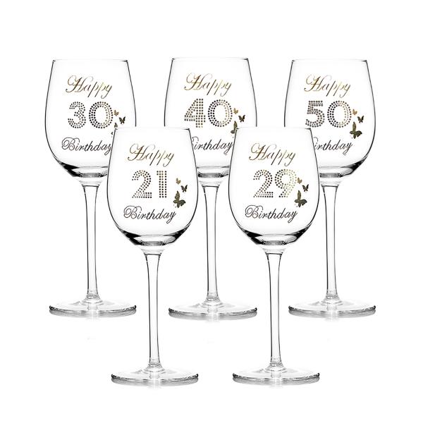 Buy 450ml Hand Blown Crystal Wine Goblets Classic With Vinyl Lettering at wholesale prices