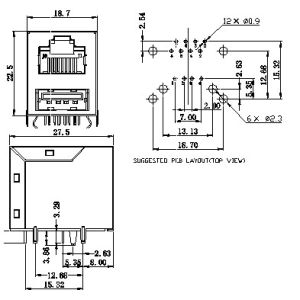 Jack with USB A 1775855-1 USB Connectors RJ45 W/ USB MOD JACK 8P8C