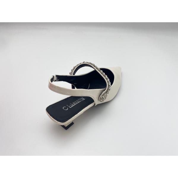 Women fashion white pointy rhine-drill stiletto heels in summer