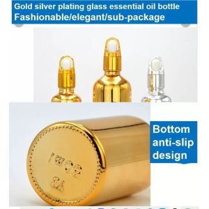 Sliver Gold 50ml Empty Serum Bottle With Dropper Plating Electroplate