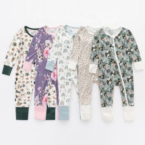 In Stock 2023 Bamboo Viscose Baby Sleep Rompers Organic Bamboo Baby Romper