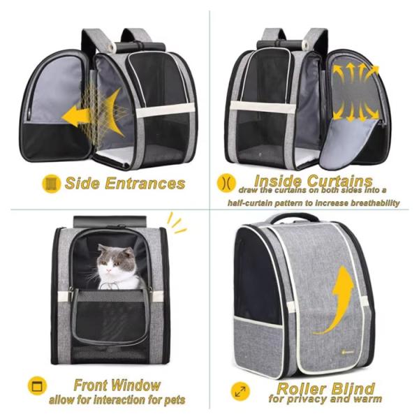 Airline Approved Pet Carrier Backpacks Expandable Pet Travel Carrier Backpack Customized