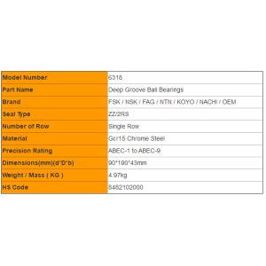 Z3V3 High Precision 6318-2RS 6318ZZ 6301ZZ Bike Ball Bearings