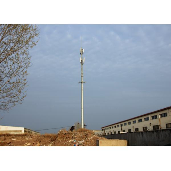 Hot Dip Galvanization Tapered Monopole Antenna Tower , 45m Octagonal Tapered Steel Structure Tower