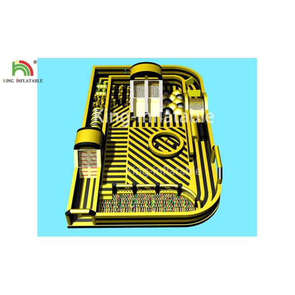 Yellow Inflatable Bounce House Amusement Park With Obstacle / Tunnels