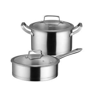 Factory Price Silver Kitchen Sauce Pot Soup Pot Fry Pan Cooking Pot Set Cookware