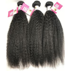Kinky Straight Human Hair Peruvian Body Weave 22" No Smell Curling Safe