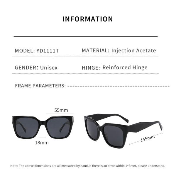 Ladies Square Acetate Sunglasses Retro UV400 Customize Logo
