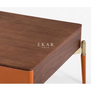 Wooden Stainless Rectangle Marble Coffee Table With 2 Drawers