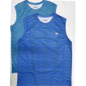 Blue Lightweight Double Needle Mens Sleeveless Tank Top Casual
