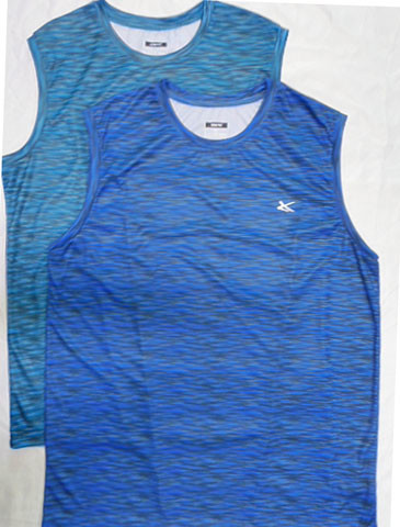 Blue Lightweight Double Needle Mens Sleeveless Tank Top Casual