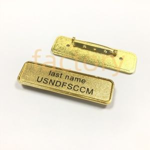 Gold Plated Name Tag Badge Clothing Custom Made With Safety Pin