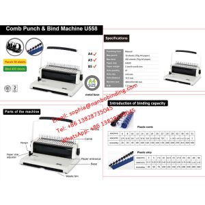 500 Sheets Notebook Comb Binding Machine With 14.3mm Pitch