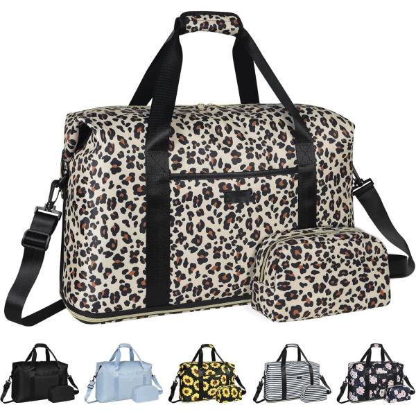 Leopard Expandable Large Weekender Overnight Waterproof Carry on Shoulder Tote