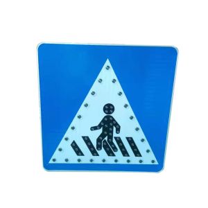 Aluminum Blue 1000 Meters 5mm LED Solar Pedestrian Crossing Sign