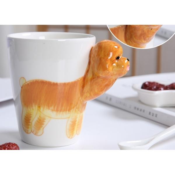 Buy 450ml Golden Retriever Cylinder Shape 3D Ceramic Mugs at wholesale prices
