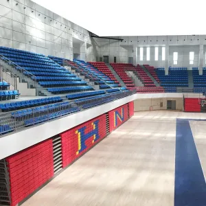 Silver Retractable Bleacher Seating System Customization Height Available