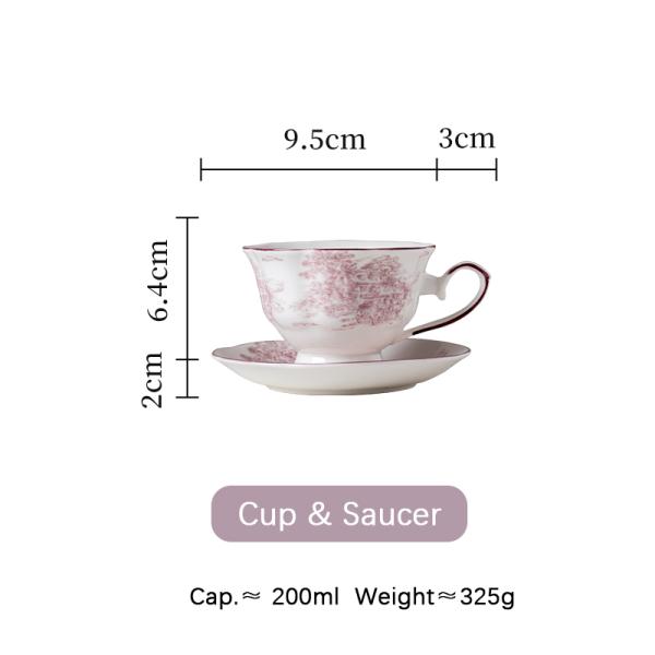 Customizable Vintage Purple Ceramic Design Espresso Mug Tea Cup Saucer Set Ceramic Coffee Mug