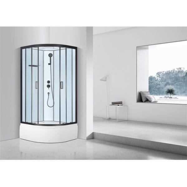 Buy Modern and Functional Free Standing Shower Cabine with Black Painted Glass Back Wall at wholesale prices