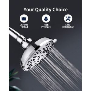 9 Spray 4.5 Inch Single Wall Mounted Shower Head Adjustable Ball Joint