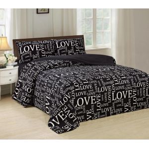 China Pigment Printed 4 Piece Bedding Set Easy Care With White Words Pattern on sale