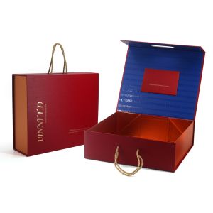 Quality Custom Premium Folding Wine Accessories Gift Box Glossy Logo Printed Rigid Paper Box With Handle for sale