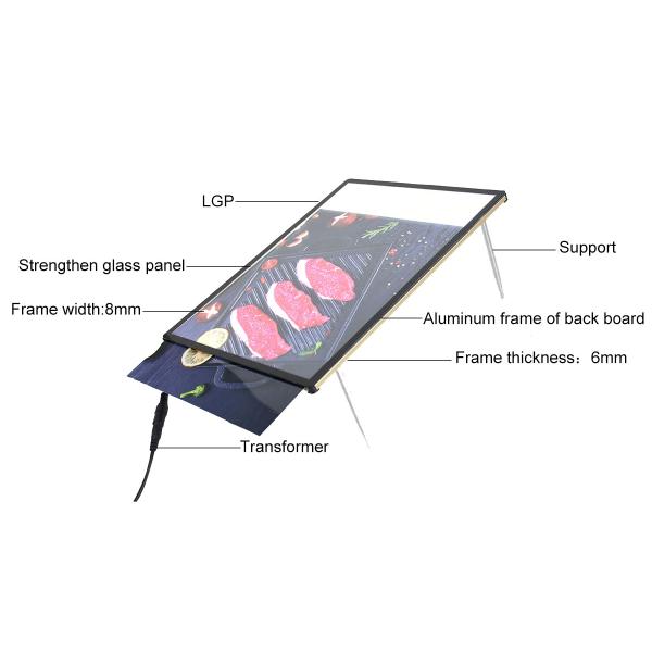 Digital Led Photo Frame Light Box , Glass Advertising Restaurant Menu Light Box